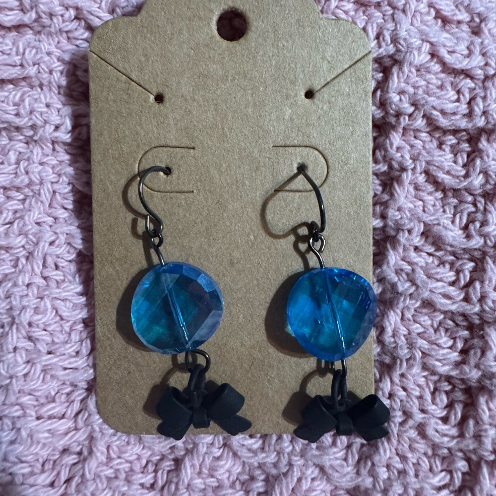 Blue and Black Dangle Earrings